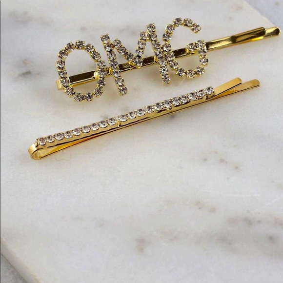 Omg Crystal Hair Barette Gold - Picture 1 of 1